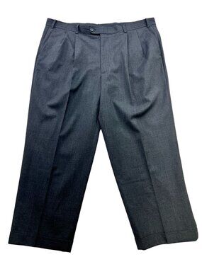 Linea Naturale Luxe Mens Straight Leg Pleated Wool Dress Pants Size 40 Gray